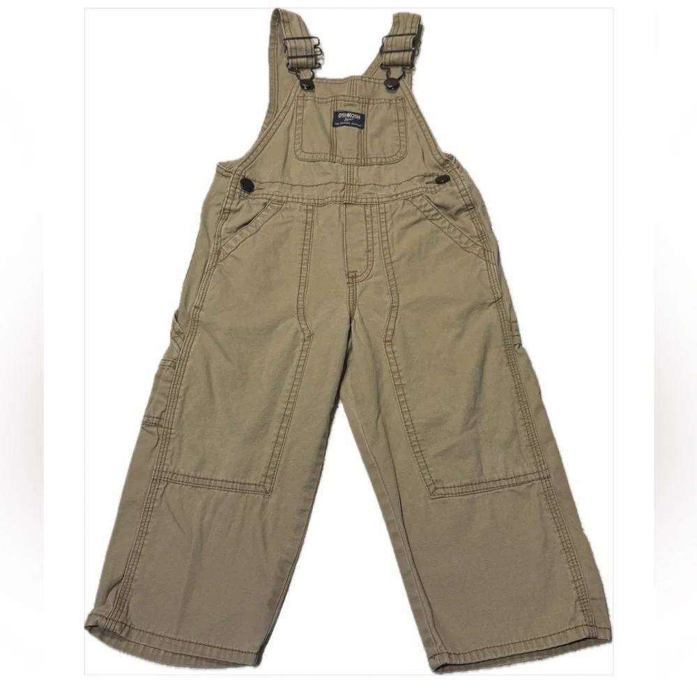 OshKosh B'gosh Boys' Khaki Cargo Overalls | Size 2T